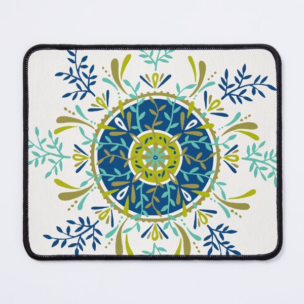Item preview, Leaf Mandala – Blue & Lime designed and sold by Cat Coquillette.