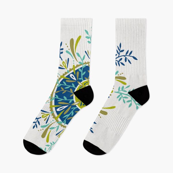 Item preview, Leaf Mandala – Blue & Lime designed and sold by Cat Coquillette.