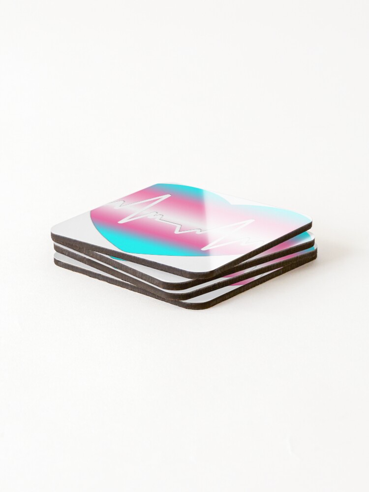 Thumbnail 4 of 5, Coasters (Set of 4), Trans Heart Beat designed and sold by RMSartZ.