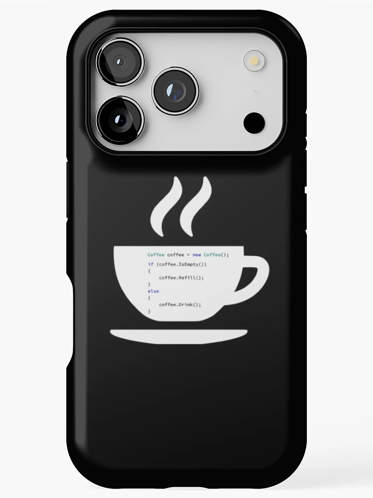 Thumbnail 1 of 4, iPhone Case, If Coffee Is Empty Refill, else Drink in Some Abstract Programming Language, Programmer, Source Code, Programming Code, Software Engineer, Computer Science, Programming Humor, dark designed and sold by Max-Wear.