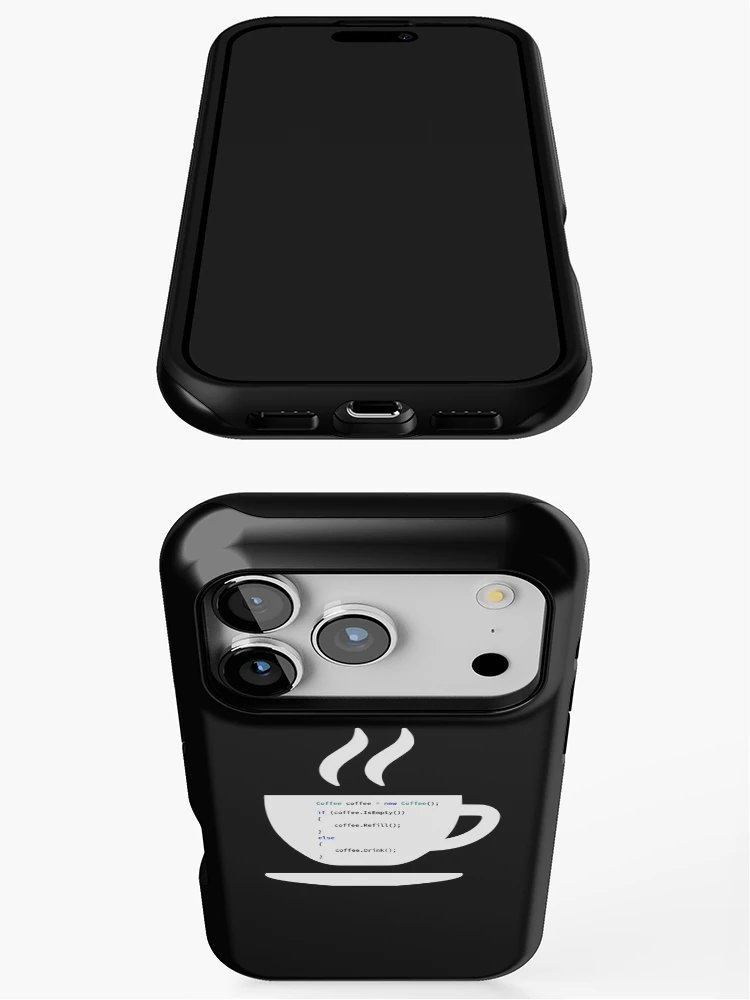 Thumbnail 3 of 4, iPhone Case, If Coffee Is Empty Refill, else Drink in Some Abstract Programming Language, Programmer, Source Code, Programming Code, Software Engineer, Computer Science, Programming Humor, dark designed and sold by Max-Wear.
