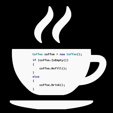 Artwork thumbnail, If Coffee Is Empty Refill, else Drink in Some Abstract Programming Language, Programmer, Source Code, Programming Code, Software Engineer, Computer Science, Programming Humor, dark by Max-Wear