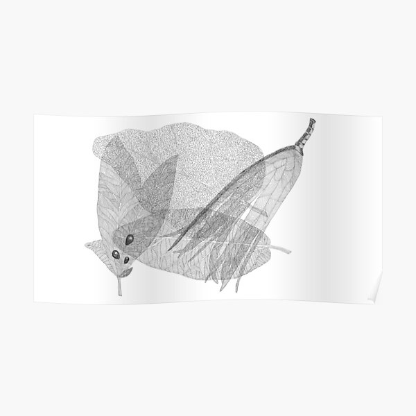 Leaves in black and white Poster