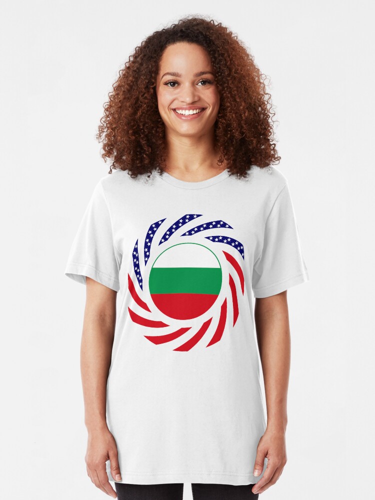Alternate view of Bulgarian American Multinational Patriot Flag Series Slim Fit T-Shirt