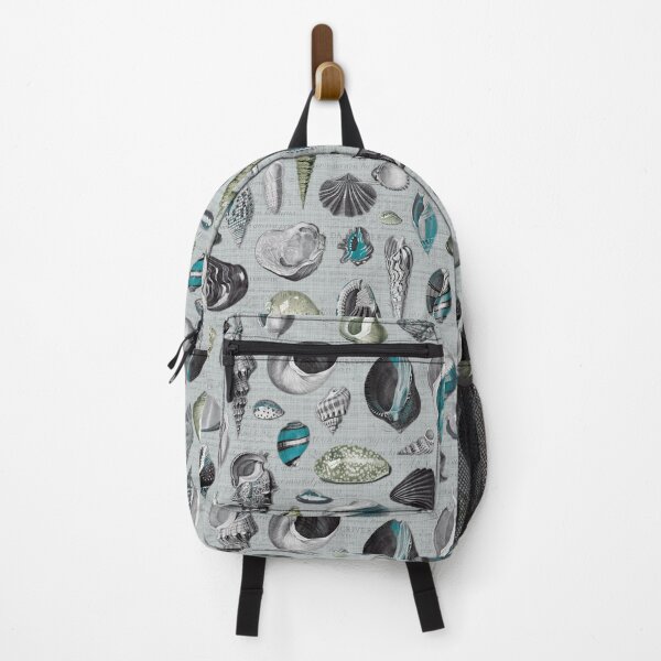 Item preview, Seashells in sage green turquoise blue aqua teal black white grey designed and sold by Delinda Graphic Studio.
