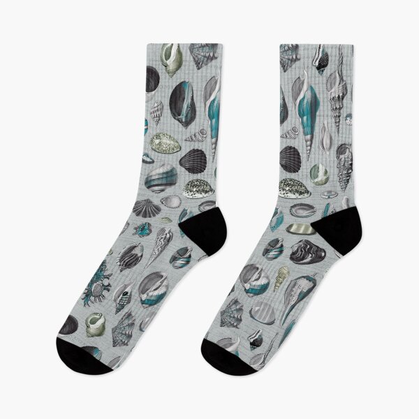 Item preview, Seashells in sage green turquoise blue aqua teal black white grey designed and sold by Delinda Graphic Studio.