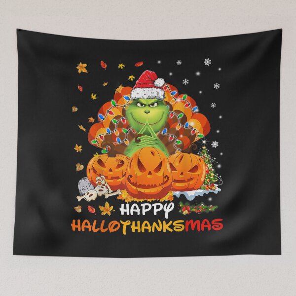 Item preview, Happy Hallothanksmas G.rin-ch and Merry Christmas - Fall T-Shirt designed and sold by Klaus-Gilbert.