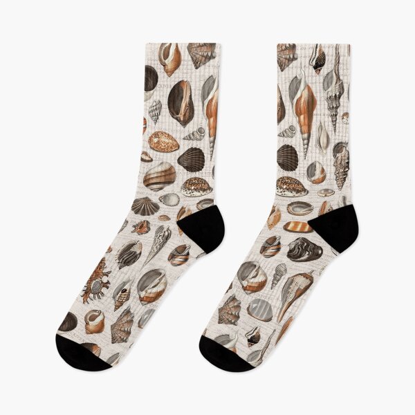 Item preview, Seashells in cream beige rust orange grey brown black  designed and sold by Delinda Graphic Studio.