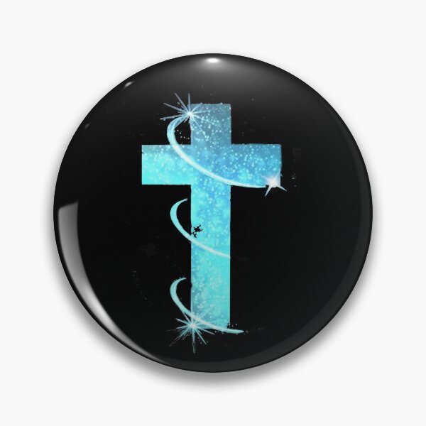 Item preview, Light Blue Sparkle Christian Cross Black designed and sold by Rowena Jones.