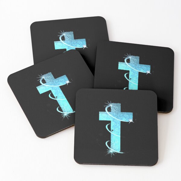 Item preview, Light Blue Sparkle Christian Cross Black designed and sold by Rowena Jones.