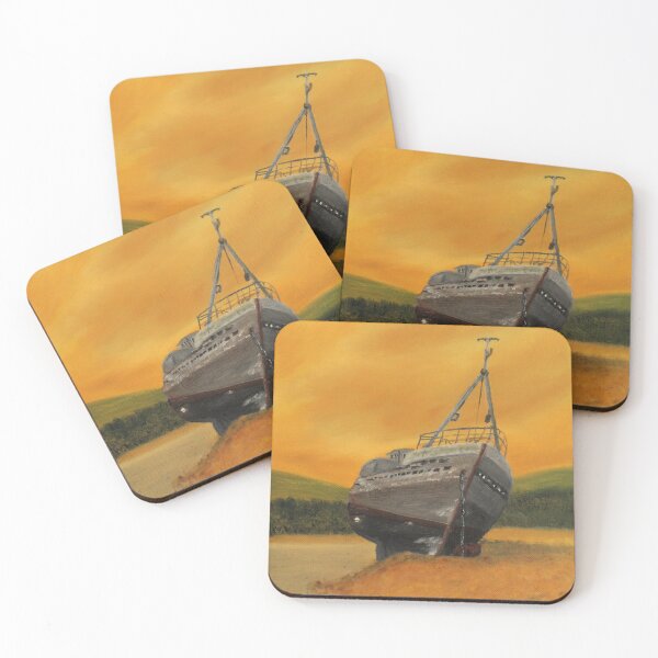 Item preview, beautiful beached ship at sunset design. designed and sold by leeaustinarts.