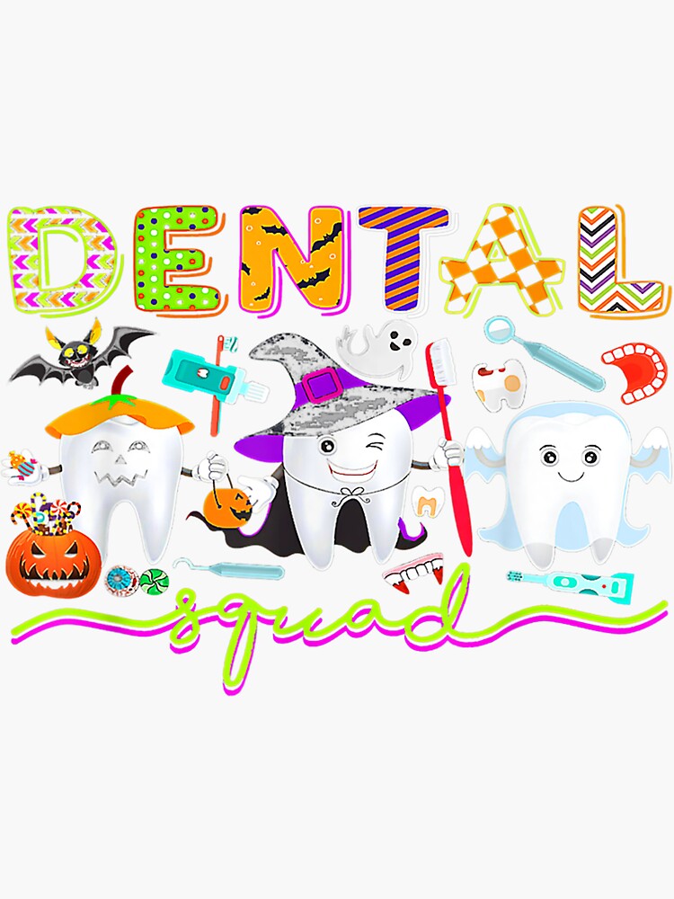 "Dental Dentist Halloween Boos Crew Funny Costume" Sticker for Sale by