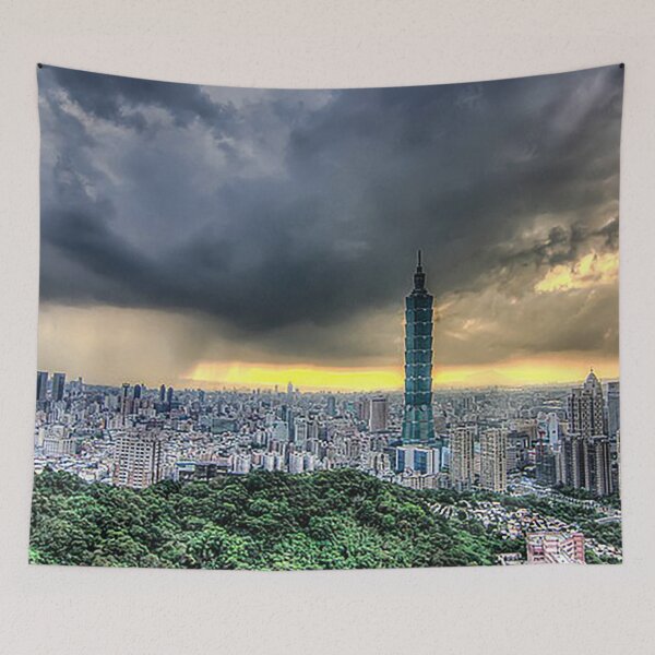 Item preview, Taipei Taiwan Cityscape, Taipei Skyline, Taipei 101 building, skyscraper, Capital of Taiwan, Formosa, Stormy clouds, Tom Keys designed and sold by Nostrathomas66.