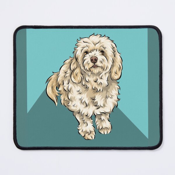 Item preview, Cute Cream Cavapoo | Cute Dog Art | Blue Background designed and sold by shirinsart.