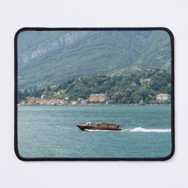 Item preview, Powerboating Across Lake Como - Wooden Power Boat and Tremezzo Village designed and sold by Georgia Mizuleva.
