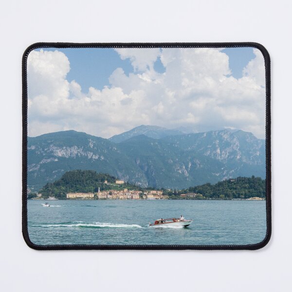 Item preview, Powerboating Across Lake Como - White Boat and Bellagio Village designed and sold by Georgia Mizuleva.