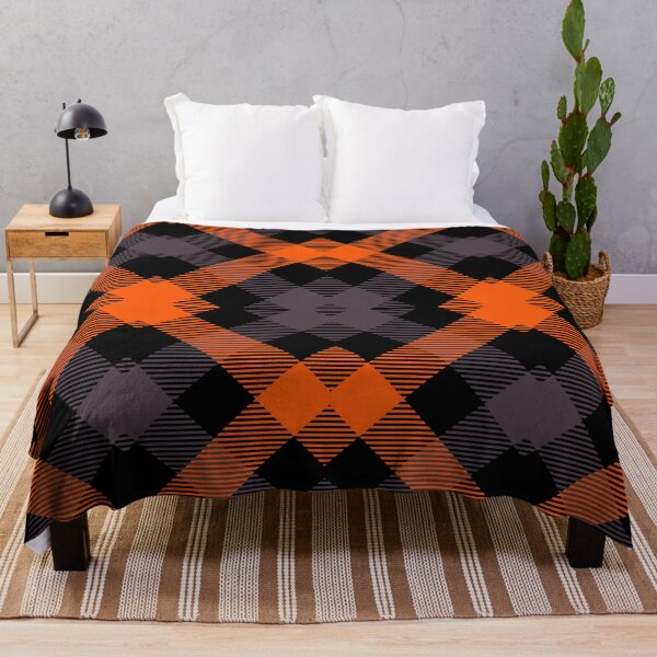 Item preview, Halloween Check Plaid Tartan Pattern In Orange Grey And Black Color designed and sold by risingrocket.