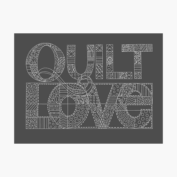 Quilt Love line drawing illustration Photographic Print