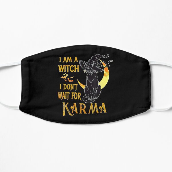 Am Witch Don Wait For Karma Halloween Black Cat Flat Mask