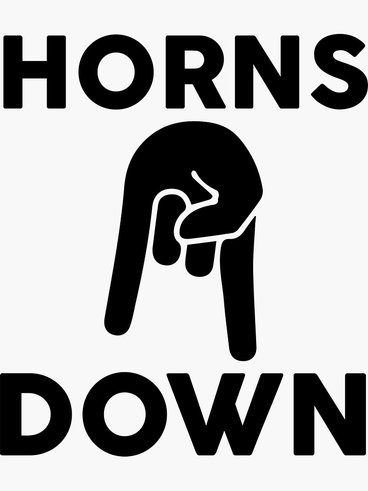 "horns down" Sticker for Sale by designbyfiart Redbubble
