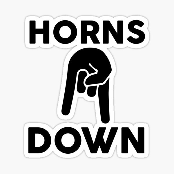 "horns down" Sticker for Sale by designbyfiart Redbubble