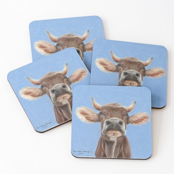 Item preview, Cute Swiss Cow Colored pencil Drawing designed and sold by rosemarydrawing.