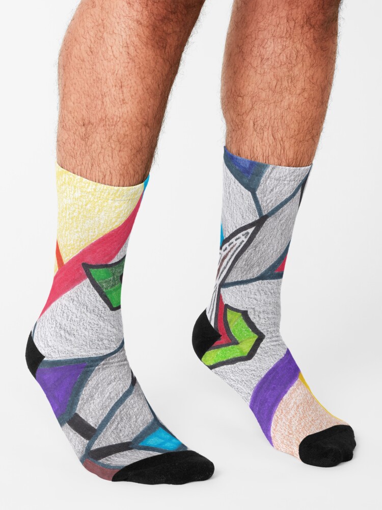 Alternate view of M.I. #8 |☽| Glass Stained Abstract Pane. Socks