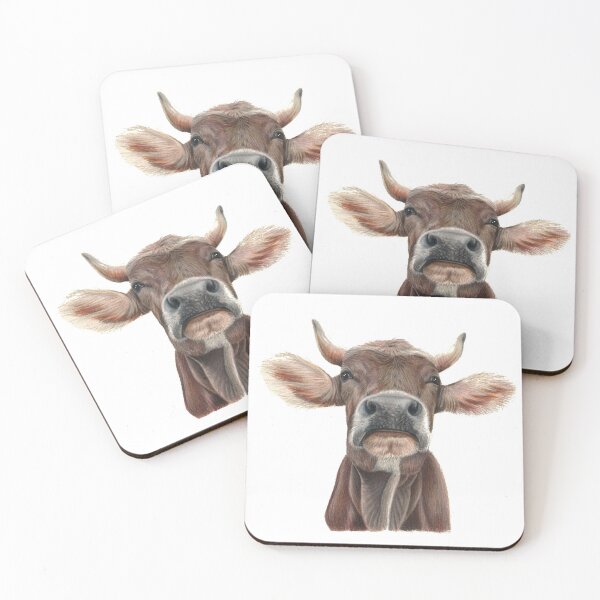 Item preview, Cute Swiss Cow Colored pencil Drawing designed and sold by rosemarydrawing.