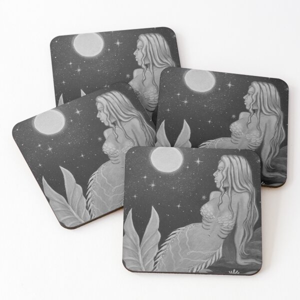 Item preview, Black and White Moon mermaid designed and sold by Melisaura Art.
