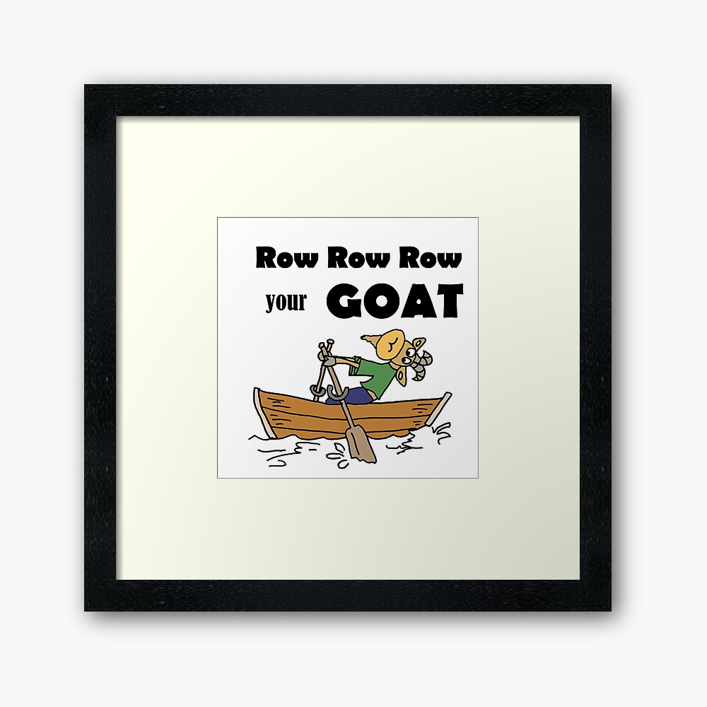 Funny Goat Rowing in Rowboat Cartoon