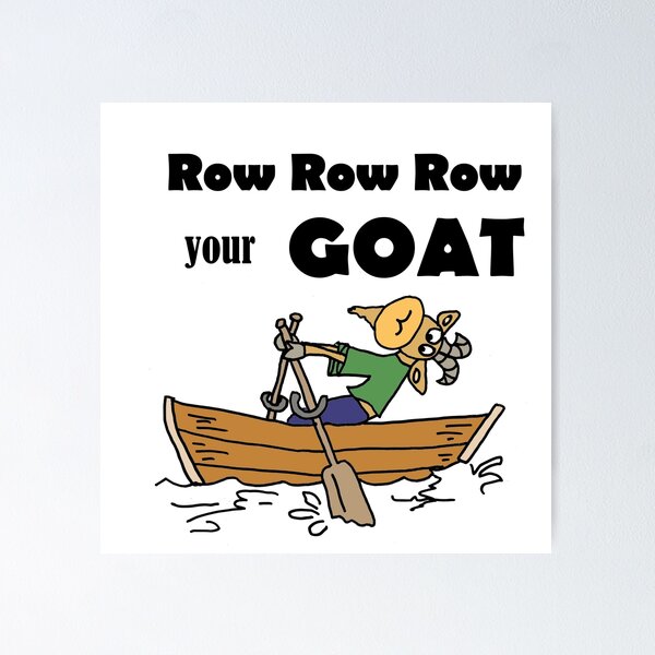 Funny Goat Rowing in Rowboat Cartoon Greeting Card