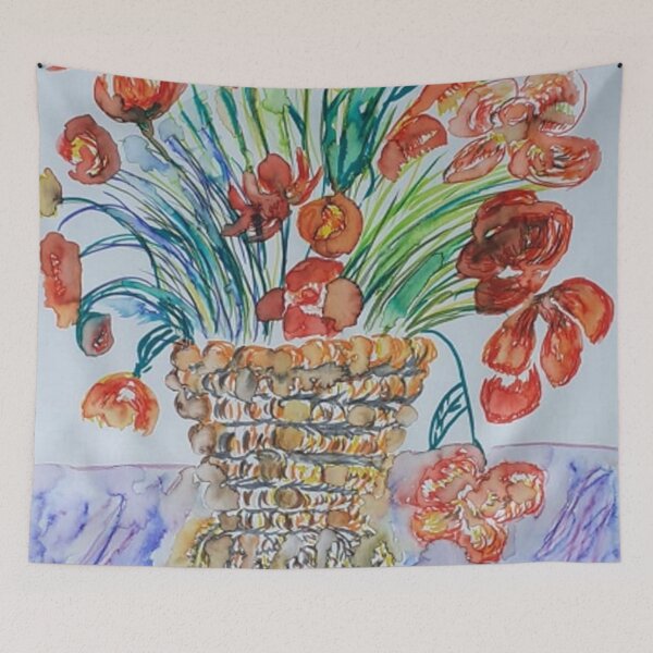 Item preview, watercolor poppy bouquet designed and sold by ThereseLyssia.