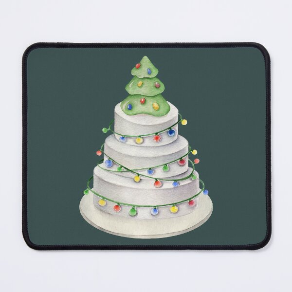 Item preview, Winter Christmas Tree Cake with Baubles and Lights designed and sold by Alicia Chee.