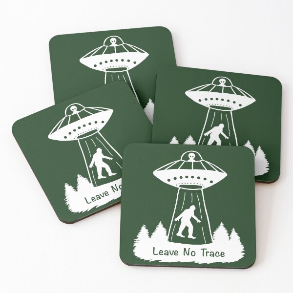 Item preview, Leave No Trace Bigfoot & Alien - White & Forest Green designed and sold by EcoElsa.