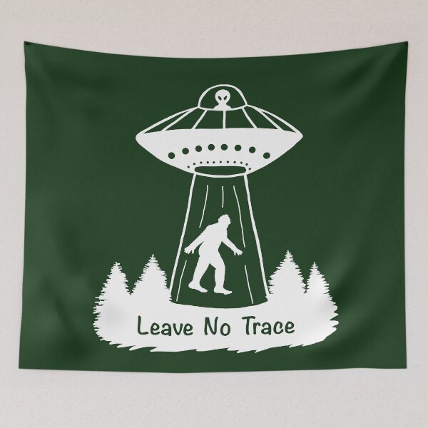 Item preview, Leave No Trace Bigfoot & Alien - White & Forest Green designed and sold by EcoElsa.