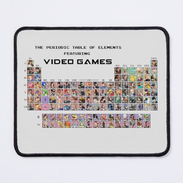 Aperçu de l'œuvre Le tableau périodique des éléments spécial jeux vidéo créée et vendue par Maxymildr.