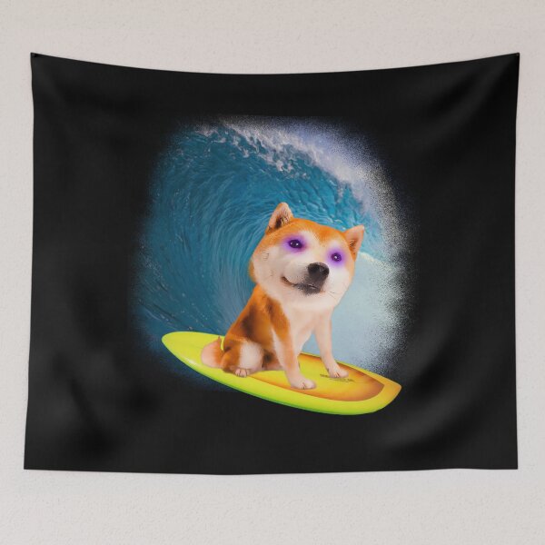 Item preview, Shiba Inu Surfing Wave designed and sold by abowlofsoda.