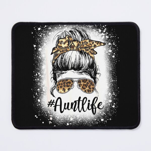 Item preview, Aunt Life Messy Bun Leopard Bleached Auties Girl Vintage designed and sold by Inkwell-TikNik.