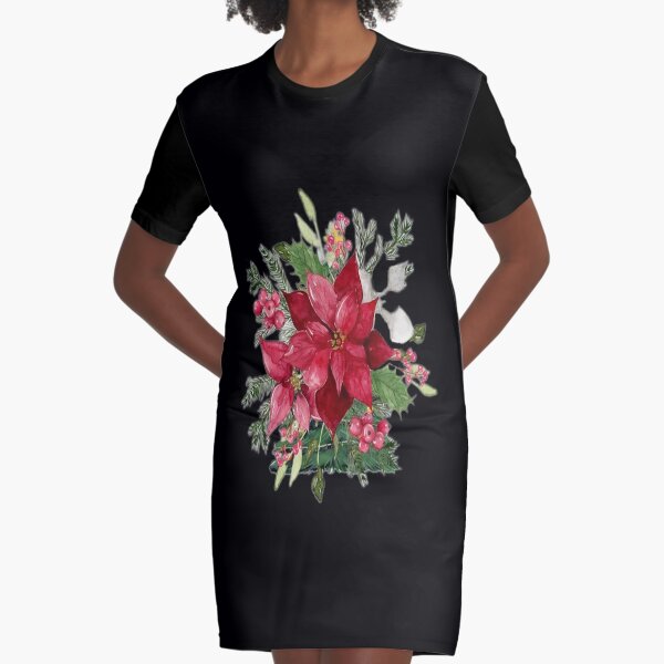 Poinsettia T-shirt Graphic T-Shirt Dress