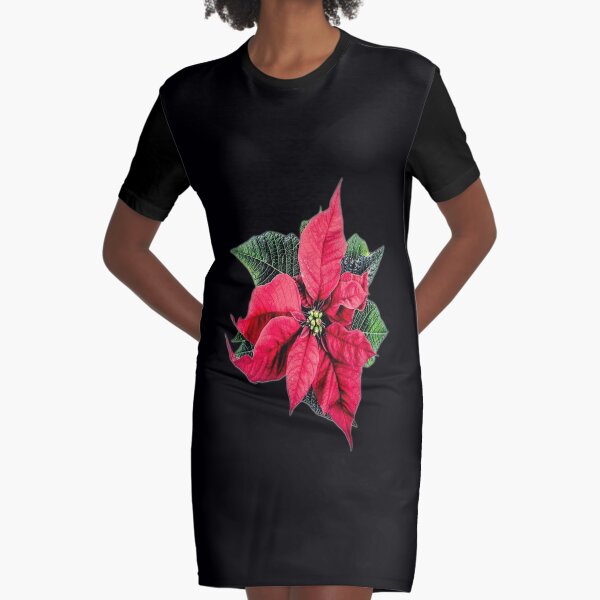 poinsettia T-shirt Graphic T-Shirt Dress