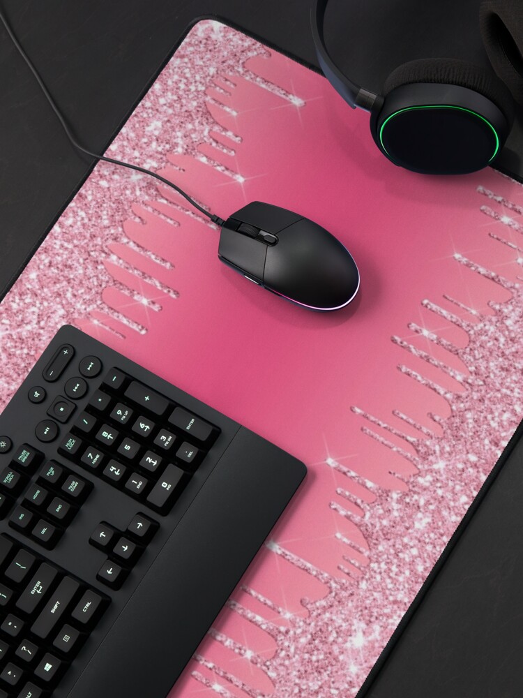 Alternate view of Pink Glitter Dripping Glitter, Trendy, Girly Mouse Pad
