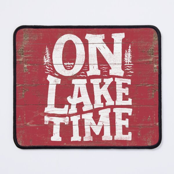 Item preview, On Lake Time Sign, Rustic Lake Sign In Red, Lake House Red Sign and Decor designed and sold by PaulLesser.