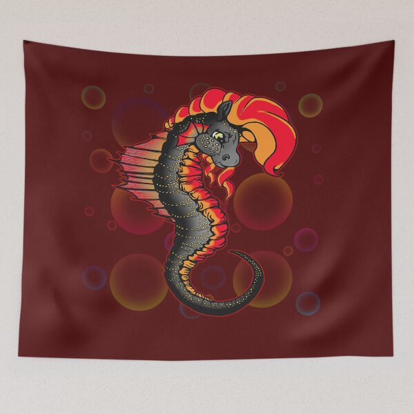Item preview, Seahorse: Black and Red with Bubble Background designed and sold by iduzarts.