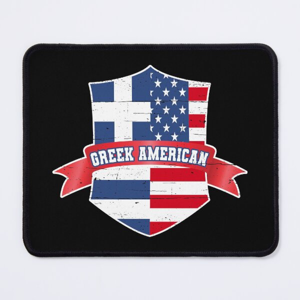 Item preview, Greek American distressed crest with ribbon designed and sold by Happy Puppy Print On Demand.