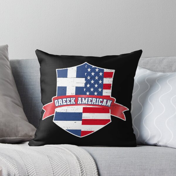 Artikelvorschau, Griechisch-amerikanisches Wappen in Distressed-Optik mit Band entworfen und verkauft von Happy Puppy Print On Demand.