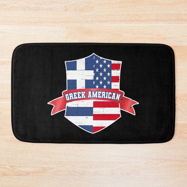 Item preview, Greek American distressed crest with ribbon designed and sold by Happy Puppy Print On Demand.