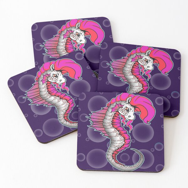 Item preview, Seahorse: Pink with Bubble Background designed and sold by iduzarts.