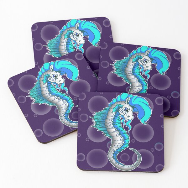 Item preview, Seahorse: Blue with Bubble Background designed and sold by iduzarts.