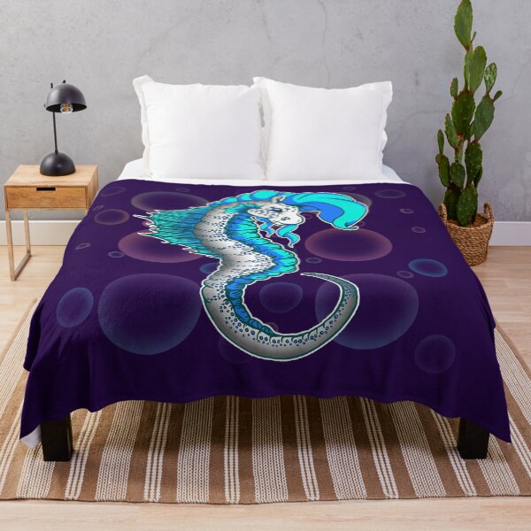 Item preview, Seahorse: Blue with Bubble Background designed and sold by iduzarts.