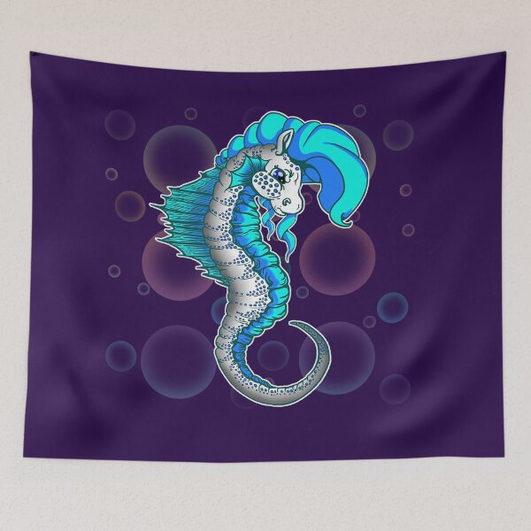 Item preview, Seahorse: Blue with Bubble Background designed and sold by iduzarts.
